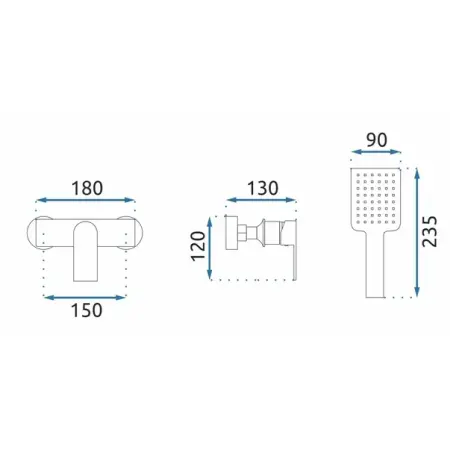 Baterie dus Rea Urban monocomanda negru mat cu set de dus [1]