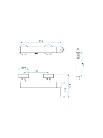 Baterie pentru cada REA Venti auriu montaj perete PVD 60mm racord 1/2 toli [10]
