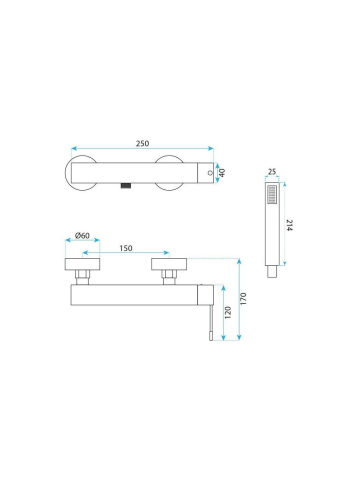 Baterie pentru cada REA Venti crom montaj perete 150 mm [9]