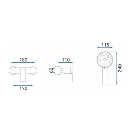 Baterie dus Rea Verso monocomanda auriu periat cu set de dus [7]