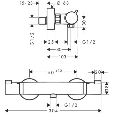 Baterie dus termostatata, Hansgrohe, Ecostat Comfort, auriu lucios [1]