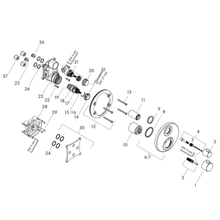 Baterie dus termostatata, Hansgrohe, Ecostat S, alb mat [2]