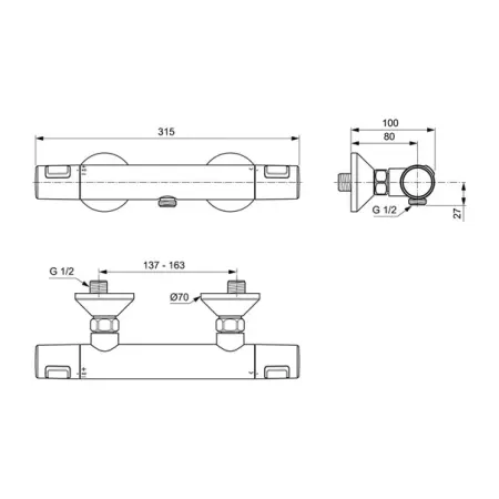 Baterie dus termostatata Ideal Standard Ceratherm T25 negru mat [1]