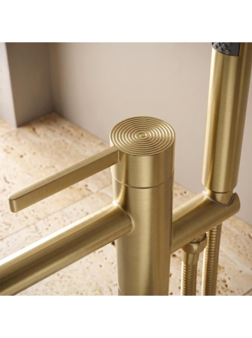 Baterie de podea Rea Foster auriu periat 870 mm pipă 235 mm PVD inox alamă [1]