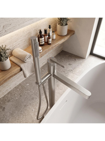 Baterie de podea Rea Grace Nickel Periat 920 mm montaj pardoseală freestanding [1]