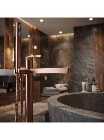 Baterie de podea Rea Grace cupru periat 920 mm montaj pardoseala freestanding [6]