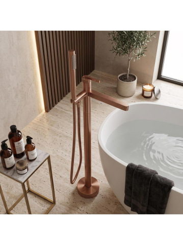 Baterie de podea Rea Grace cupru periat 920 mm montaj pardoseala freestanding [3]