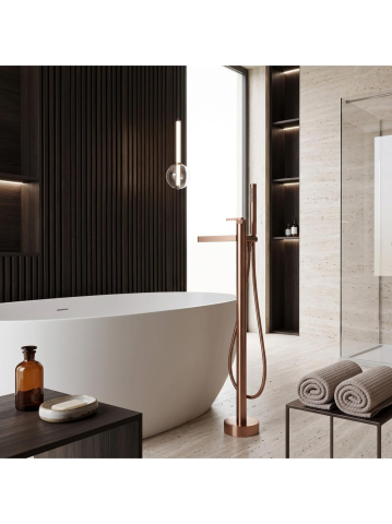 Baterie de podea Rea Grace cupru periat 920 mm montaj pardoseala freestanding [5]