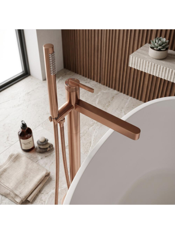 Baterie de podea Rea Grace cupru periat 920 mm montaj pardoseala freestanding [7]