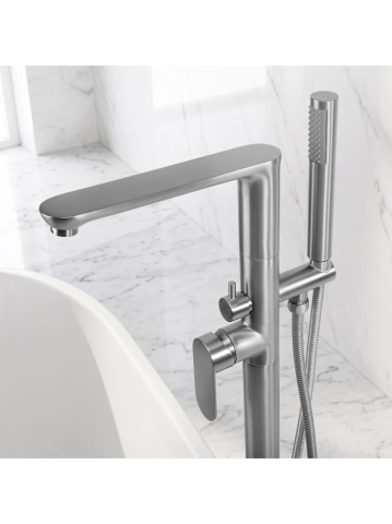 Baterie de podea Rea Logan Nickel Periat 1015 mm pipa mobila PVD inox alama [8]