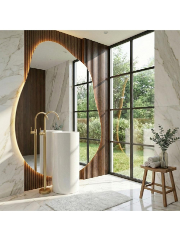 Baterie freestanding lavoar Rea Lungo auriu periat [1]