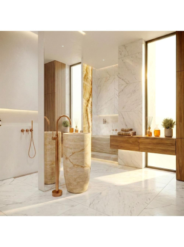 Baterie freestanding lavoar Rea Lungo cupru periat [5]