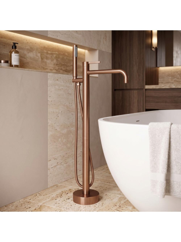 Baterie de podea Rea Foster cupru periat 870mm PVD inox alama cada freestanding [4]