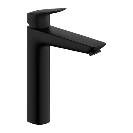 Baterii baie - Baterie inalta de lavoar, Hansgrohe, Logis 190, cu ventil, negru mat