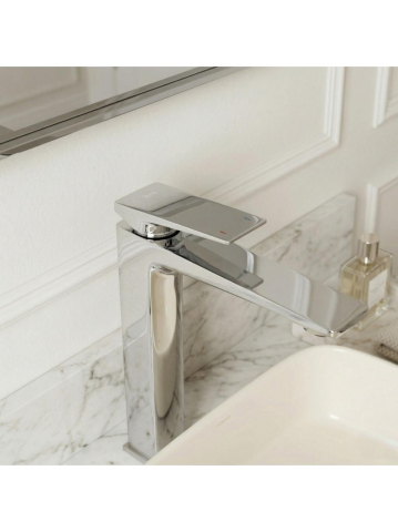 Baterie lavoar Rea Prime crom montaj blat 260mm pipă 150mm alamă Chrome plating [2]