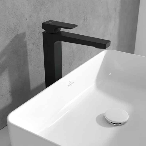 Baterie înaltă pentru lavoar Villeroy&Boch, Architectura Square 257, cu ventil click-clack, negru mat [1]