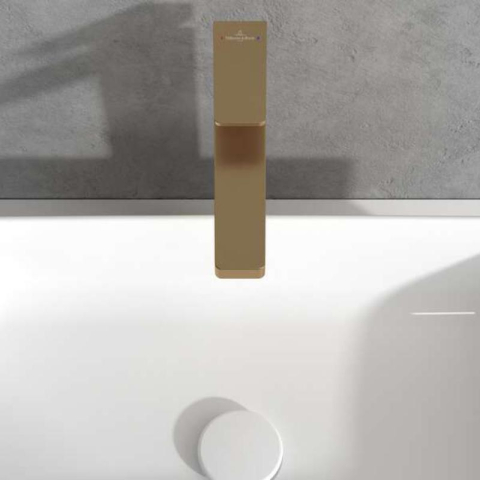Baterie înaltă pentru lavoar Villeroy&Boch, Architectura Square, cu ventil click-clack, brushed gold [4]