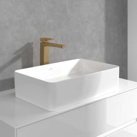Baterie înaltă pentru lavoar Villeroy&Boch, Architectura Square, cu ventil click-clack, brushed gold [2]