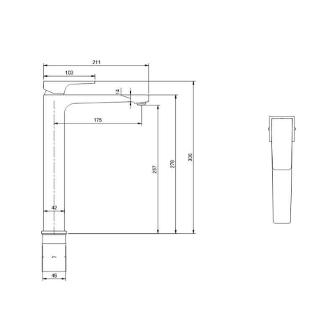 Baterie înaltă pentru lavoar Villeroy&Boch, Architectura Square, cu ventil click-clack, brushed gold [7]
