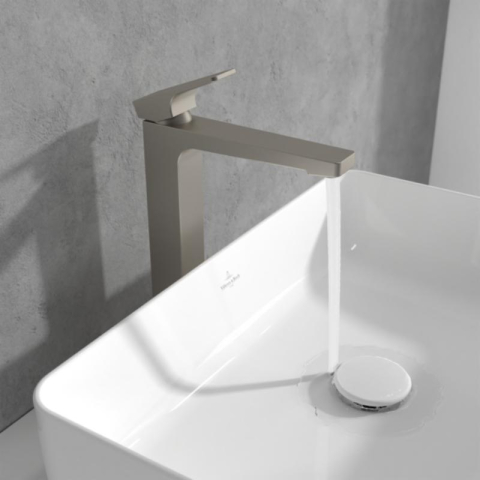 Baterie înaltă pentru lavoar Villeroy&Boch, Architectura Square, cu ventil click-clack, brushed nickel [6]