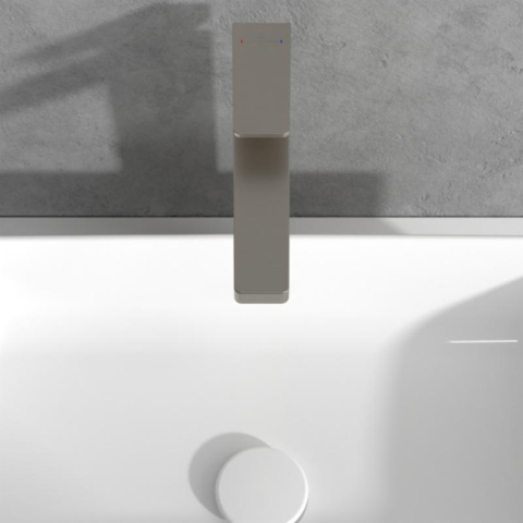 Baterie înaltă pentru lavoar Villeroy&Boch, Architectura Square, cu ventil click-clack, brushed nickel [4]