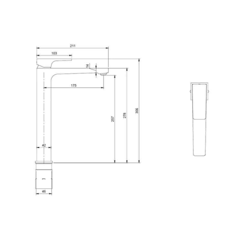 Baterie înaltă pentru lavoar Villeroy&Boch, Architectura Square, cu ventil click-clack, brushed nickel [8]