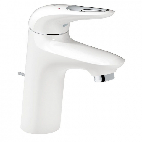 Baterii baie - Baterie lavoar alba Grohe Eurostyle, cu ventil pop-up, cold start