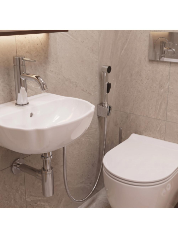 Baterie lavoar cu bidetta Rea Lungo crom 120 mm corp alama dus ABS [6]