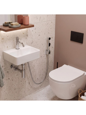 Baterie lavoar cu bidetta Rea Lungo crom 120 mm corp alama dus ABS [9]