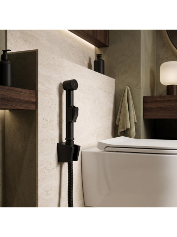 Baterie lavoar cu bidetta Rea Lungo negru montaj pe blat sau perete 120 mm [3]