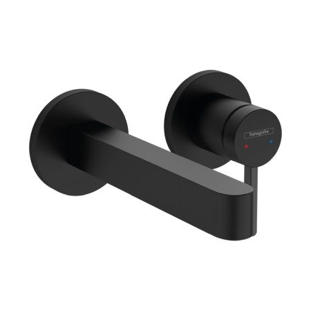 Baterii baie - Baterie lavoar cu montaj pe perete, Hansgrohe, Finoris, cu pipa 16,8 cm, negru mat