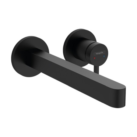 Baterii baie - Baterie lavoar cu montaj pe perete, Hansgrohe, Finoris, cu pipa 22,8 cm, negru mat