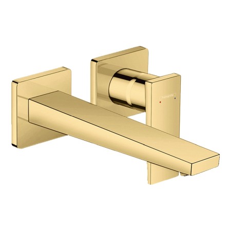 Baterii baie - Baterie lavoar cu montaj pe perete, Hansgrohe, Metropol, pipa 22,5 cm, auriu lucios