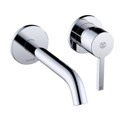 Baterii baie - Baterie lavoar cu montaj pe perete, Kludi, Nova Fonte, pipa 18 cm, crom