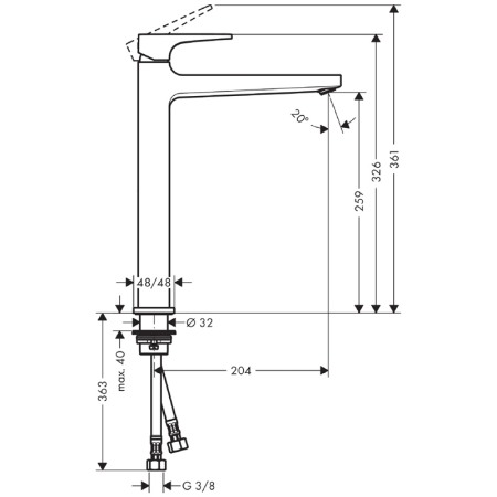 Baterie lavoar cu ventil 260, Hansgrohe, Metropol, Crom [1]