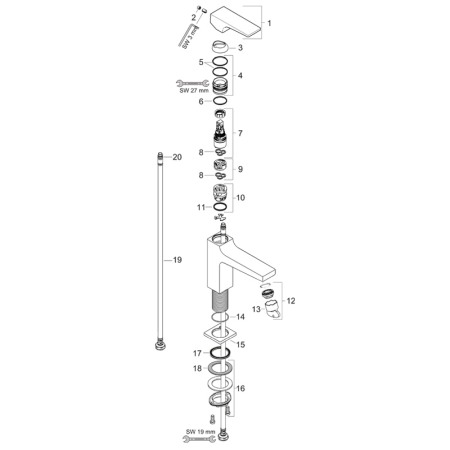 Baterie lavoar cu ventil, Hansgrohe, Metropol 100, crom [3]