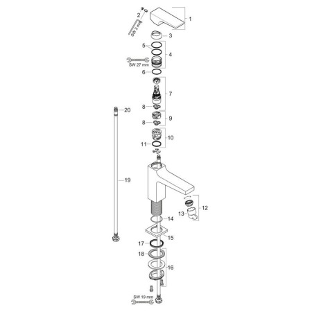 Baterie lavoar cu ventil, Hansgrohe, Metropol 100, negru mat [2]
