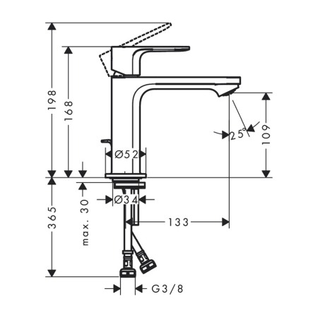 Baterie lavoar cu ventil, Hansgrohe, Rebris E 110, crom [1]