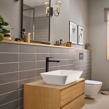 Baterie lavoar cu ventil, Hansgrohe, Rebris E 240, negru mat [2]
