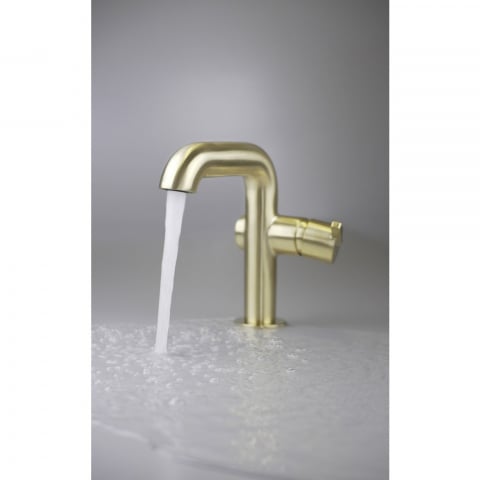 Baterie lavoar Deante Silia cu duza dreptunghiulara auriu 12cm [1]