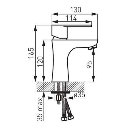 Baterie lavoar, Ferro, Algeo, cu ventil click-clack, crom [1]