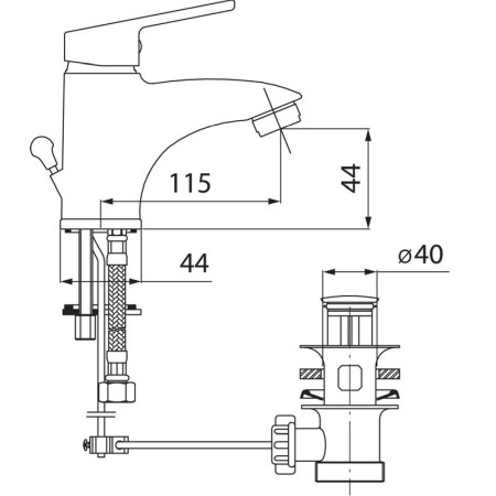 Baterie lavoar, Ferro, Smile, cu ventil, crom [1]
