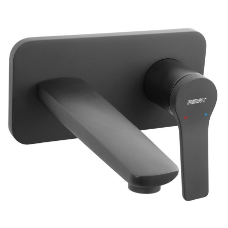 Baterii baie - Baterie lavoar, Ferro, Stratos Black, cu montaj pe perete, negru mat