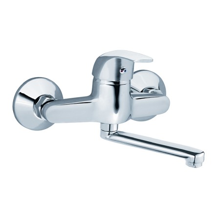 Baterii baie - Baterie lavoar, Ferro, Vasto, cu montaj pe perete, pipa 15 cm, crom