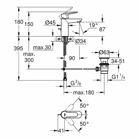 Baterie lavoar Grohe BauEdge S crom lucios [2]