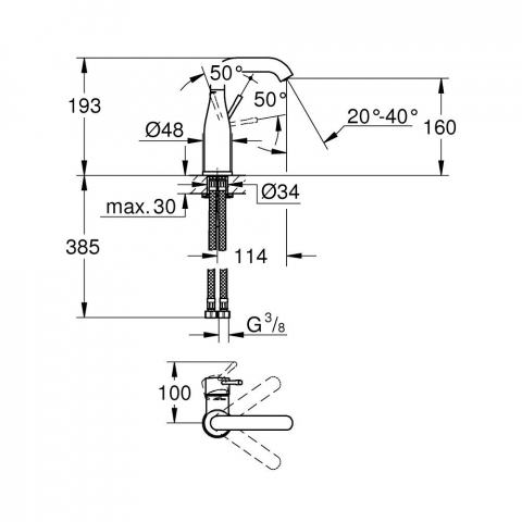 Baterie lavoar Grohe Essence, fara ventil, marime M [1]