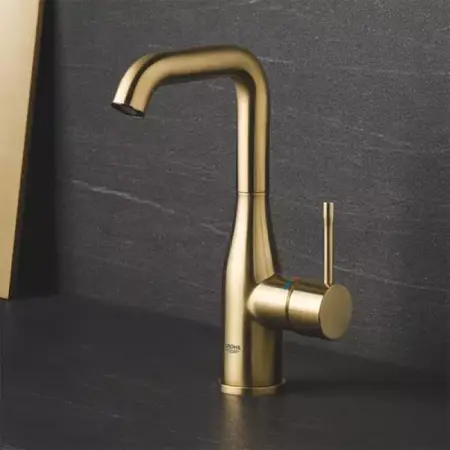 Baterii lavoar - Baterie lavoar Grohe Essence L cu ventil Pop-Up auriu periat Cool Sunrise