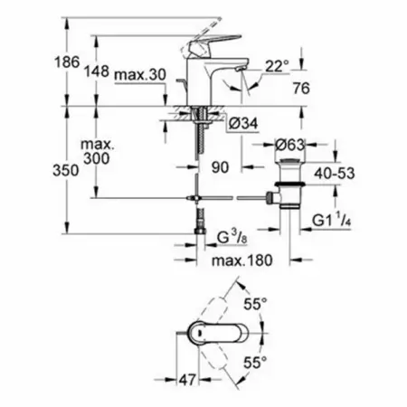 Baterie lavoar Grohe Eurosmart Cosmopolitan S crom [1]