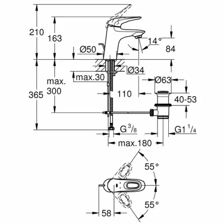 Baterie lavoar Grohe Eurostyle marimea S monocomanda crom [1]