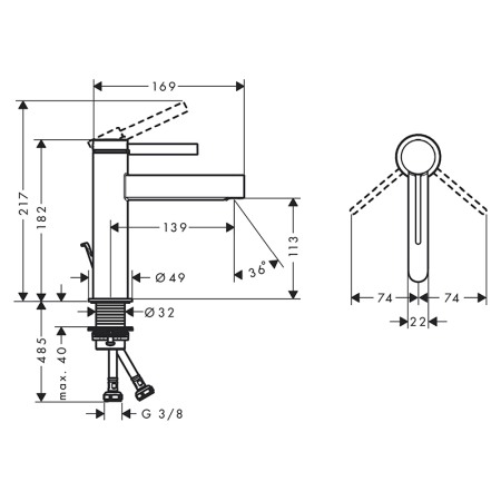 Baterie lavoar, Hansgrohe, Finoris 110, cu ventil Push-Open, crom [1]